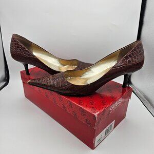 Guess Dark Red Crocco Heels size 8.5